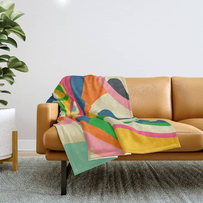 Colorful Mid Century Abstract  Throw Blanket