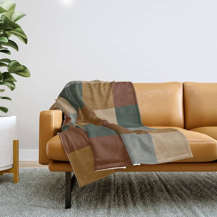 Bold Earthy Checks Pattern - Large Vi Throw Blanket