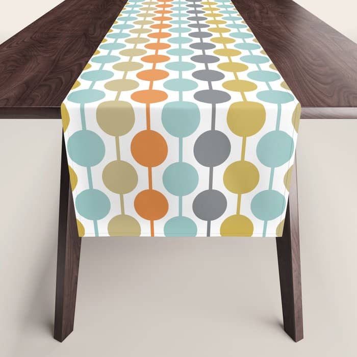 Retro Circles Mid Century Modern Background Table Runner