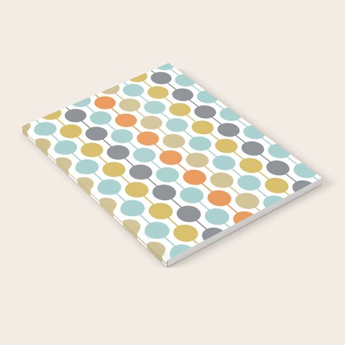 Retro Circles Mid Century Modern Background Notebook