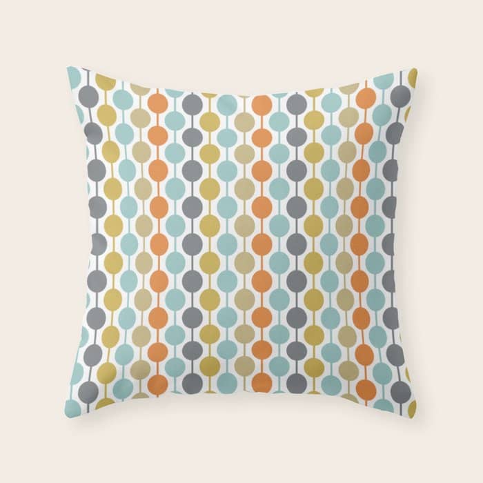 Retro Circles Mid Century Modern Background Throw Pillow