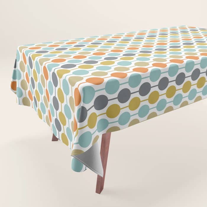 Retro Circles Mid Century Modern Background Tablecloth