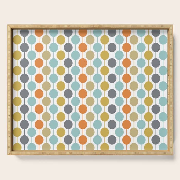 Retro Circles Mid Century Modern Background Serving Tray