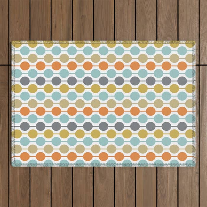 Retro Circles Mid Century Modern Background Outdoor Rug