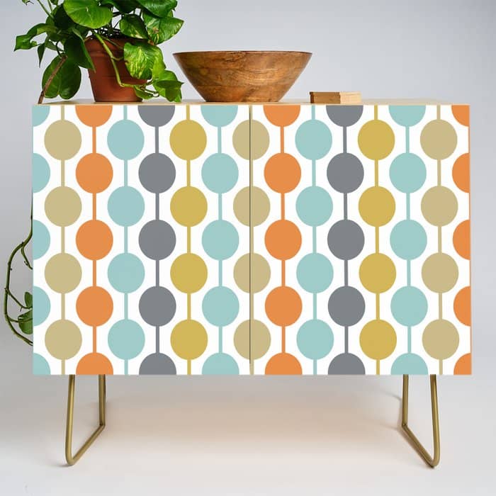 Retro Circles Mid Century Modern Background Credenza