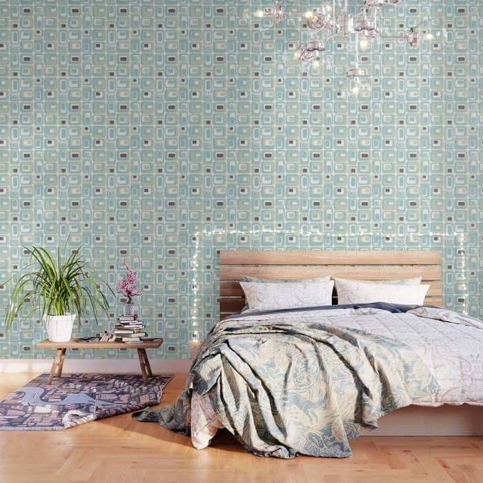 Retro Rectangles Mid Century Modern Geometric Vintage Style Wallpaper