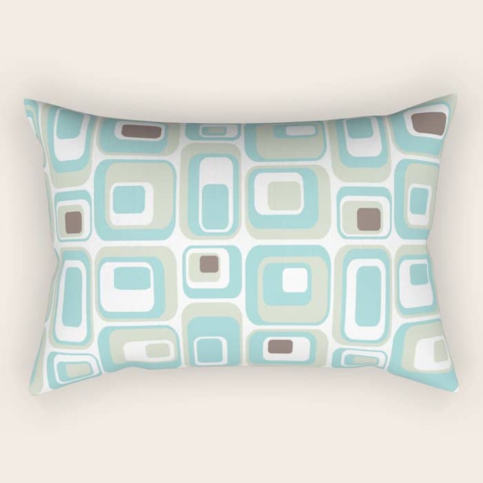 Retro Rectangles Mid Century Modern Geometric Vintage Style Rectangular Pillow