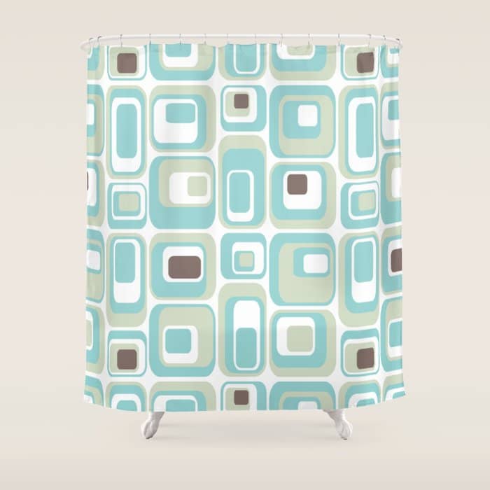 Retro Rectangles Mid Century Modern Geometric Vintage Style Shower Curtain