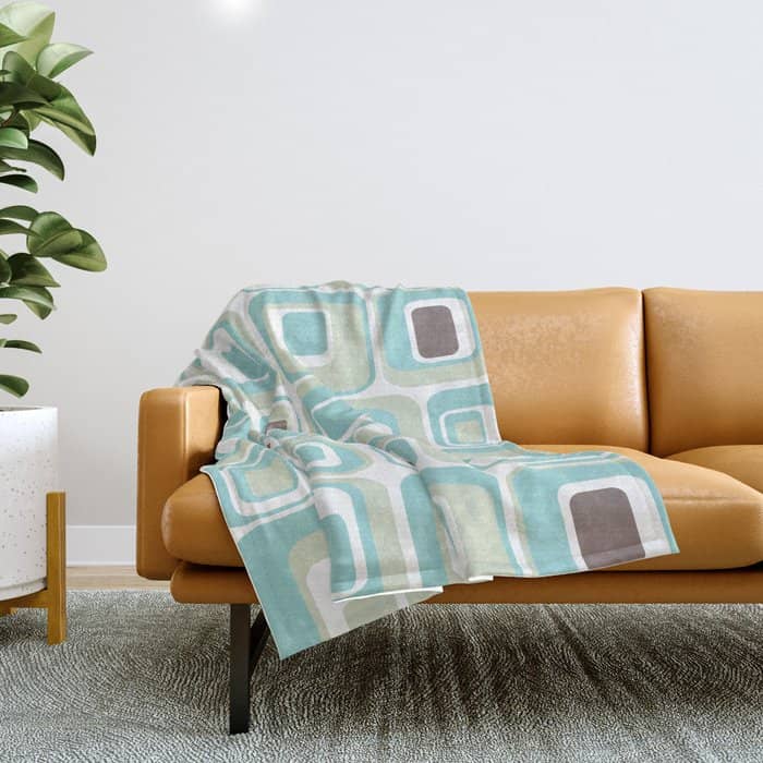 Retro Rectangles Mid Century Modern Geometric Vintage Style Throw Blanket