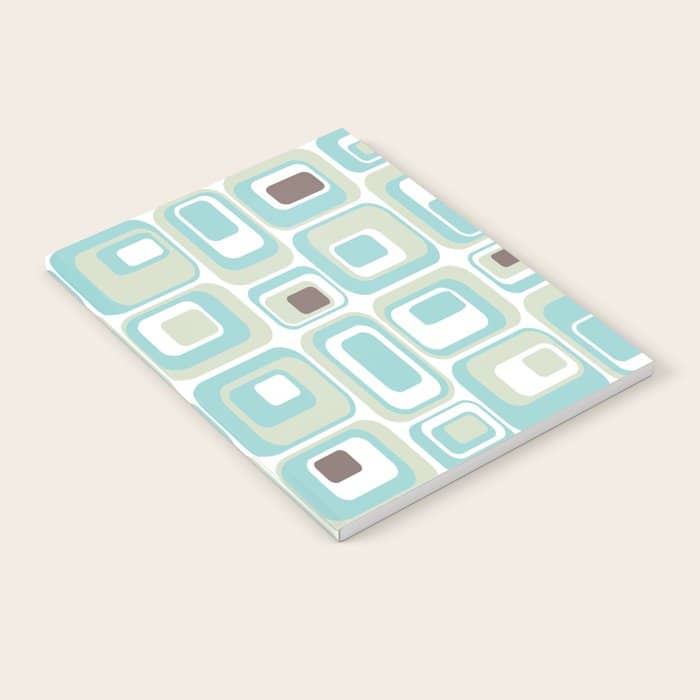 Retro Rectangles Mid Century Modern Geometric Vintage Style Notebook