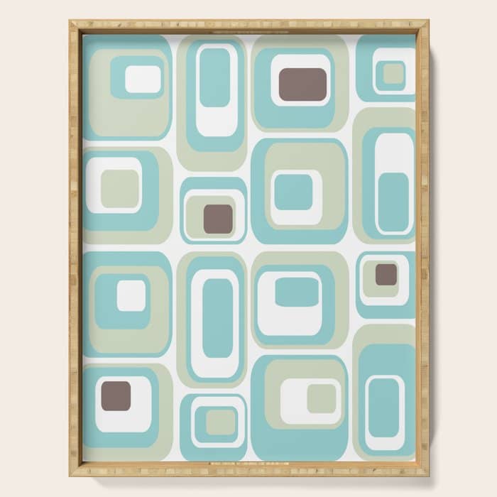 Retro Rectangles Mid Century Modern Geometric Vintage Style Serving Tray