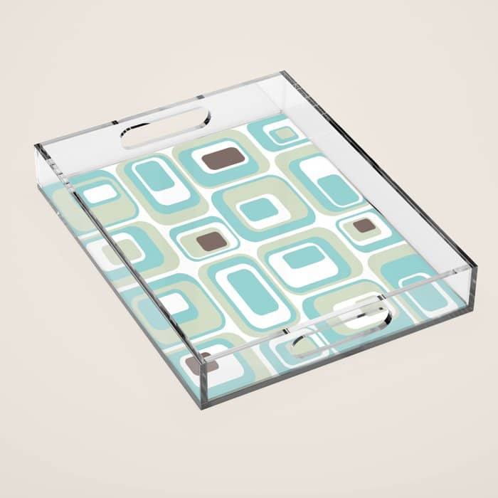 Retro Rectangles Mid Century Modern Geometric Vintage Style Acrylic Tray