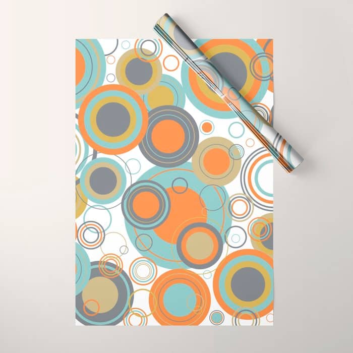 Retro Mid Century Modern Circles Geometric Bubbles Pattern Wrapping Paper