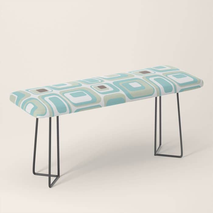 Retro Rectangles Mid Century Modern Geometric Vintage Style Bench