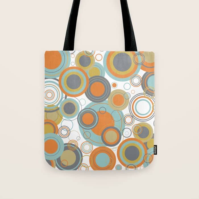 Retro Mid Century Modern Circles Geometric Bubbles Pattern Tote Bag