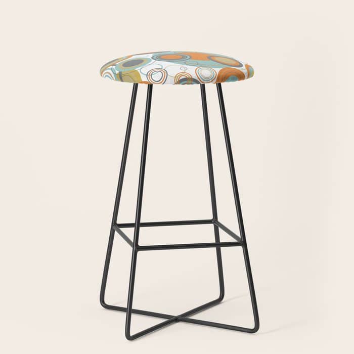 Retro Mid Century Modern Circles Geometric Bubbles Pattern Stool