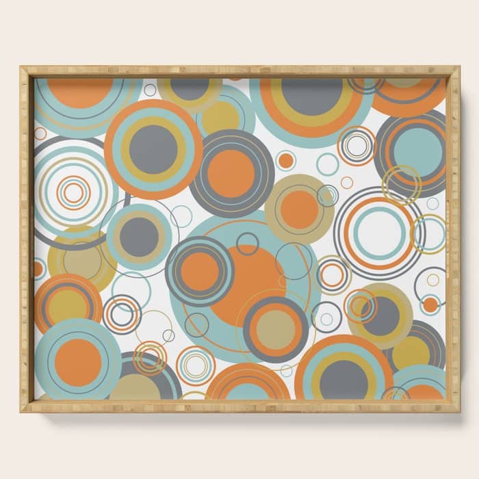 Retro Mid Century Modern Circles Geometric Bubbles Pattern Serving Tray