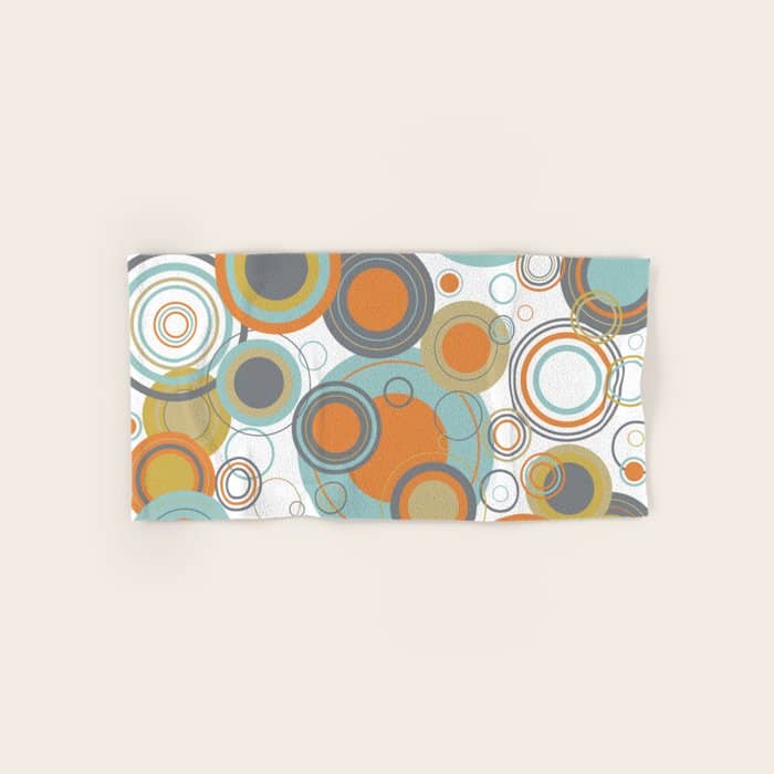 Retro Mid Century Modern Circles Geometric Bubbles Pattern Bath Towel