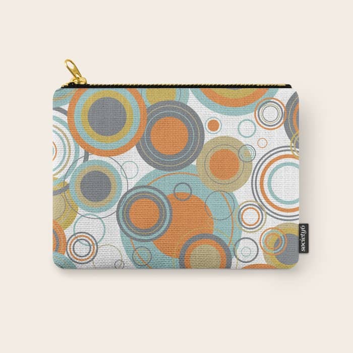Retro Mid Century Modern Circles Geometric Bubbles Pattern Carry All Pouch