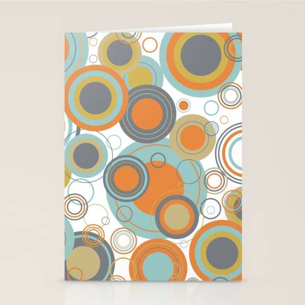 Retro Mid Century Modern Circles Geometric Bubbles Pattern Stationery Card