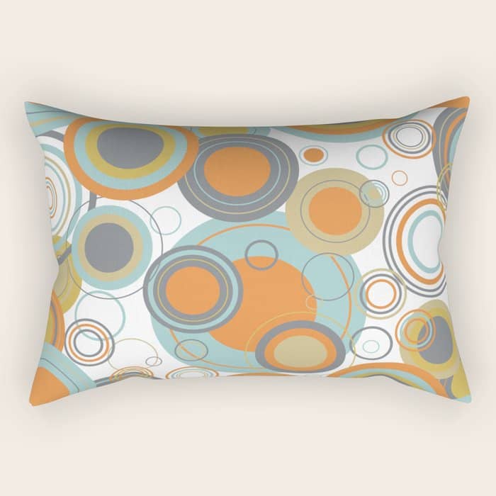 Retro Mid Century Modern Circles Geometric Bubbles Pattern Rectangular Pillow