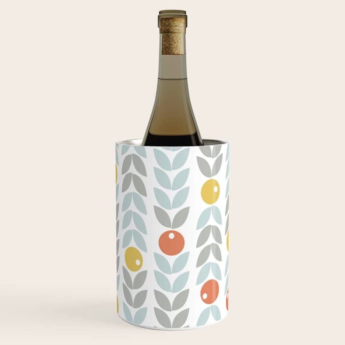 Mid Century Modern Retro Leaf And Circle Pattern Wine Chiller