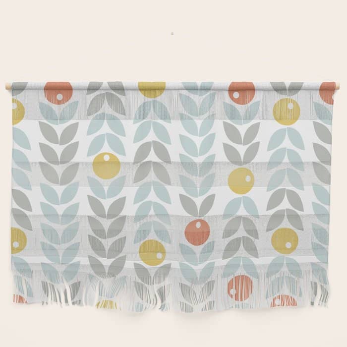 Mid Century Modern Retro Leaf And Circle Pattern Wall Hanging
