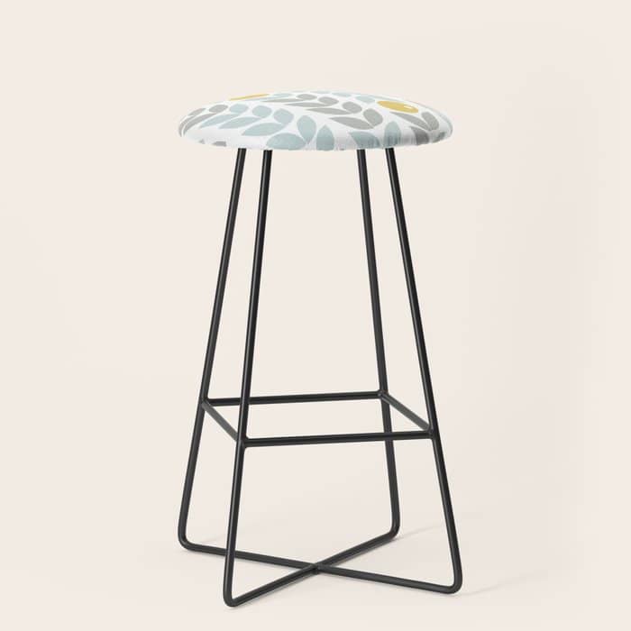 Mid Century Modern Retro Leaf And Circle Pattern Stool
