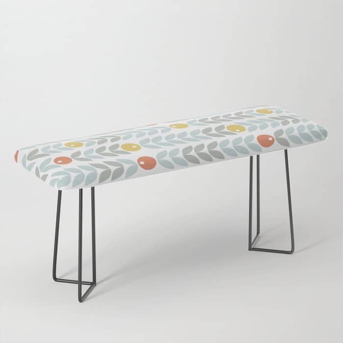 Mid Century Modern Retro Leaf And Circle Pattern Bench