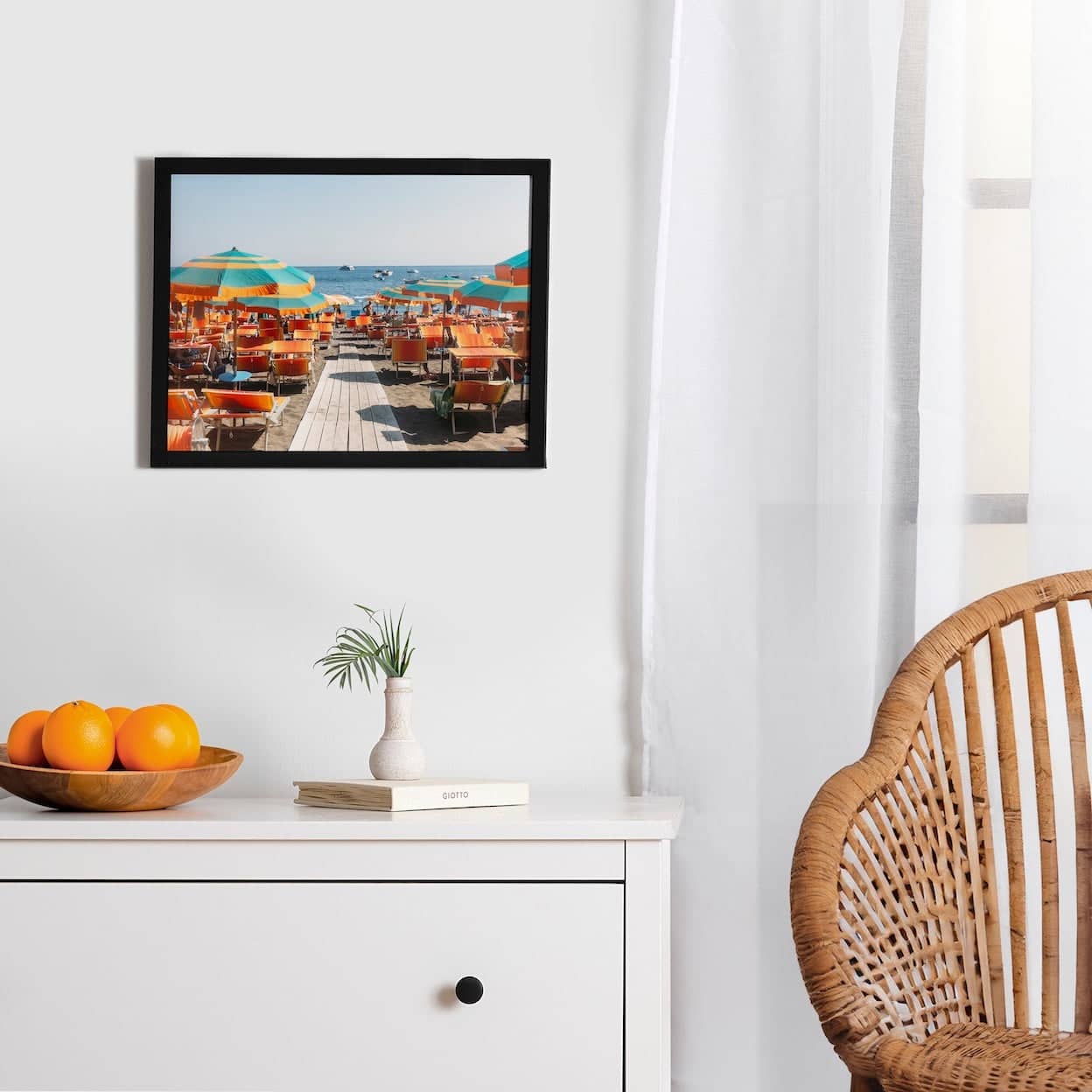 Beach Umbrellas In Positano Framed Poster