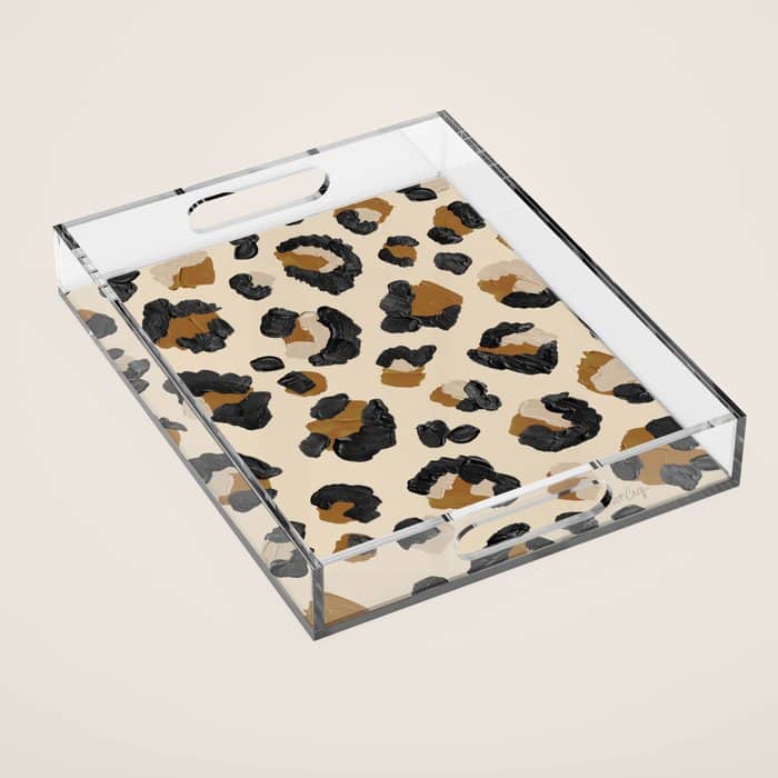 Leopard Print Neutral Gold Light Palette Acrylic Tray