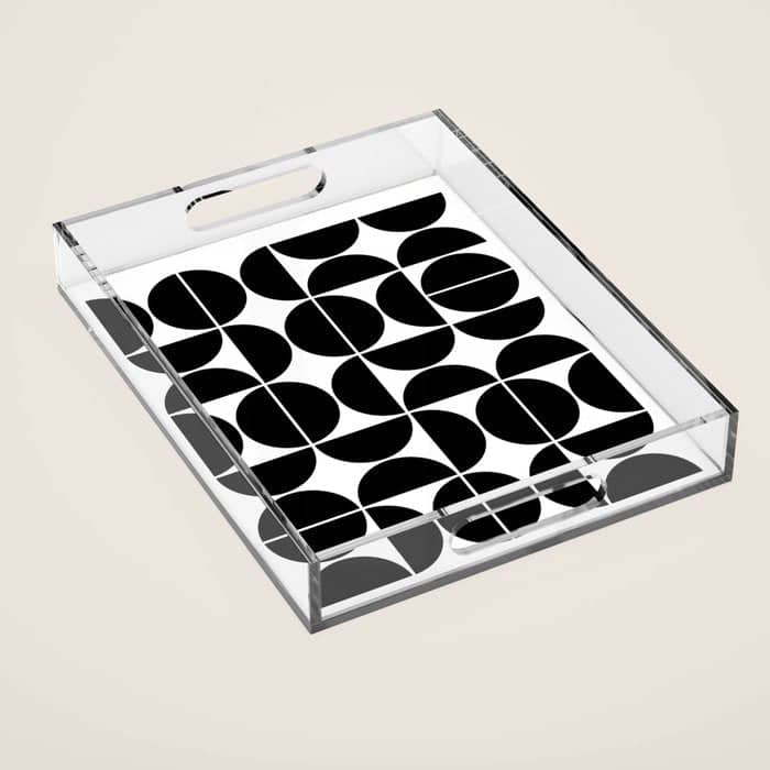 Mid Century Modern Geometric 04 Black Acrylic Tray