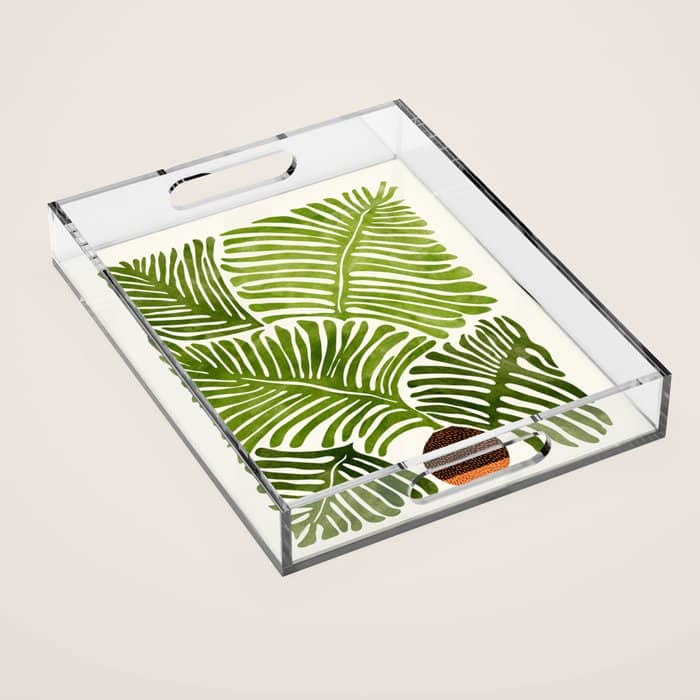 Summer Fern Simple Modern Watercolor Acrylic Tray