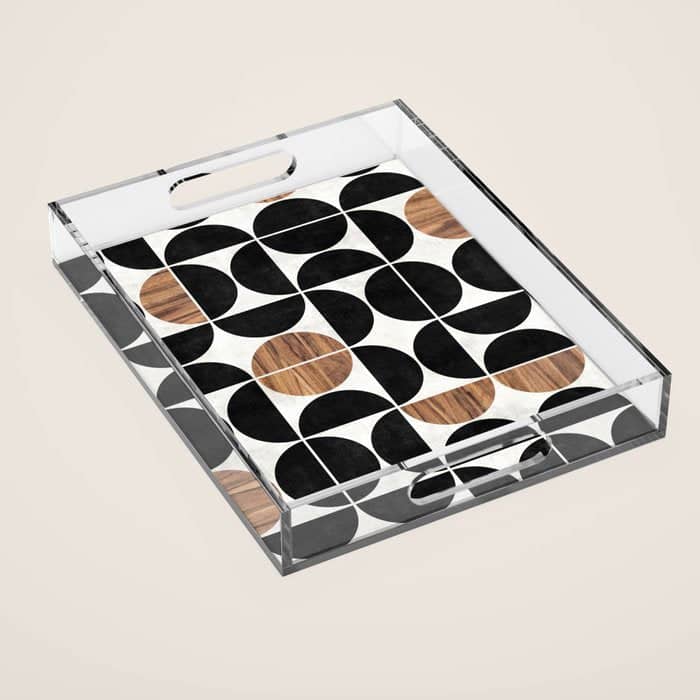 Mid-Century Modern Pattern No.1 - Concrete And Wood Acrylic Tray