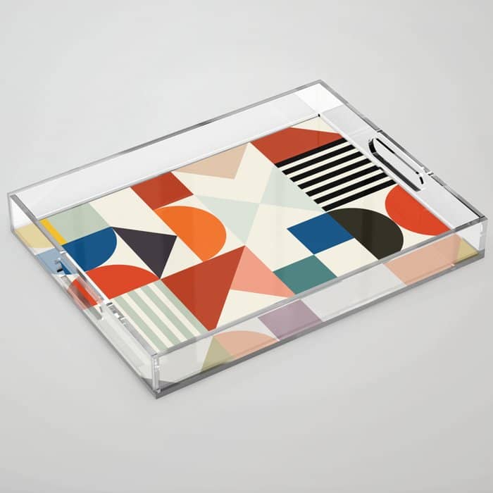 Mid Century Retro Shapes Geometric Acrylic Tray
