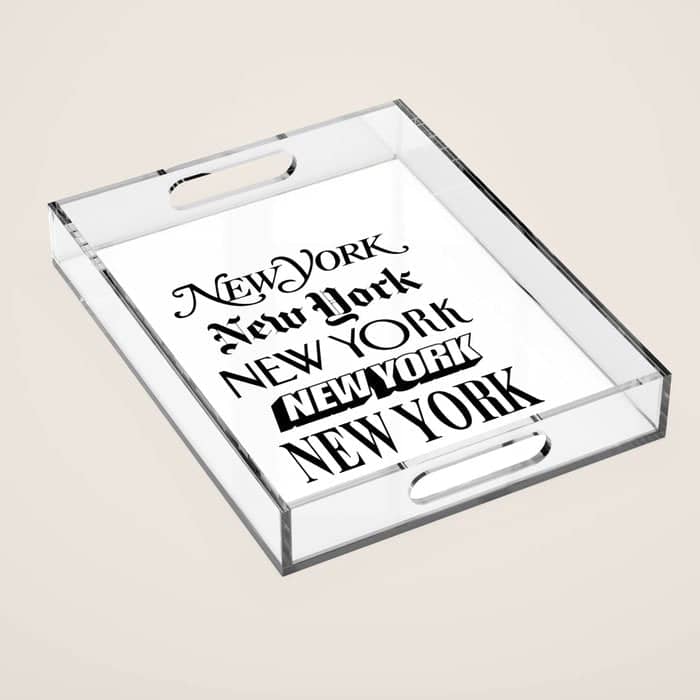 I Heart New York City Black And White New York Poster I Love Nyc Design Black-White Home Wall Decor Acrylic Tray