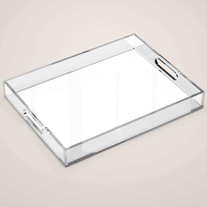 Plain White Simple Solid Color All Over Print Acrylic Tray