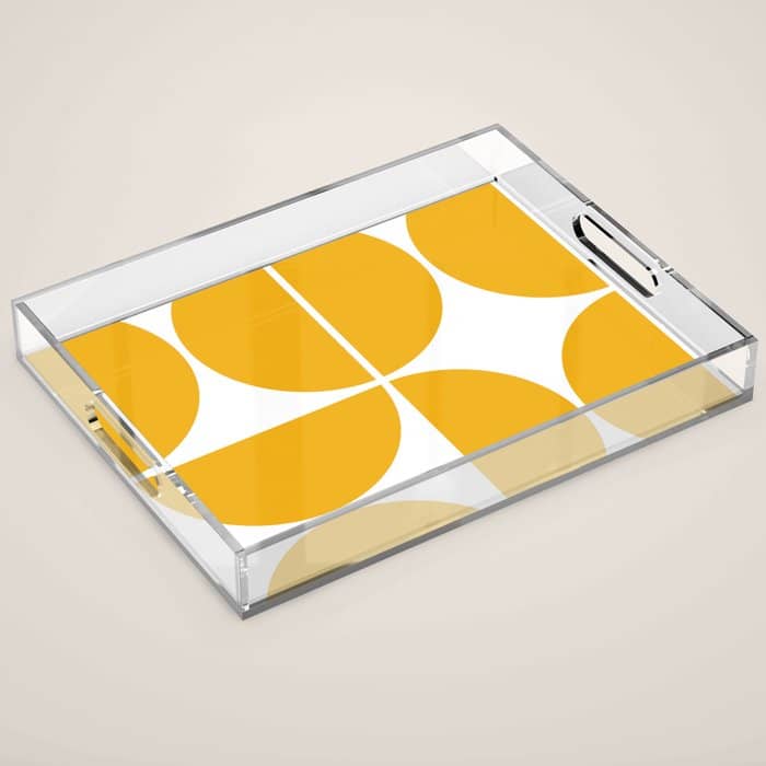 Mid Century Modern Yellow Square Acrylic Tray
