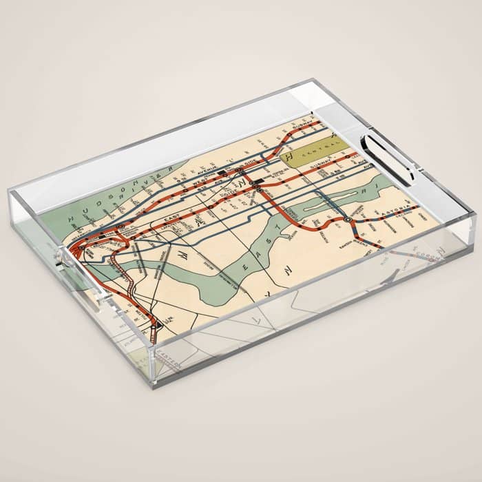 Vintage Nyc Subway Map (1918) Acrylic Tray