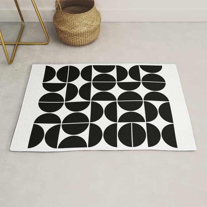 Mid Century Modern Geometric 04 Black Rug