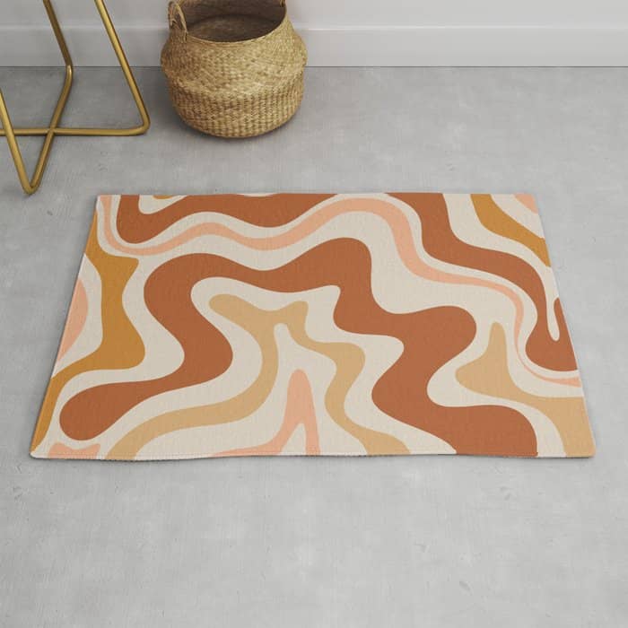 Liquid Swirl Abstract In Earth Tones Rug