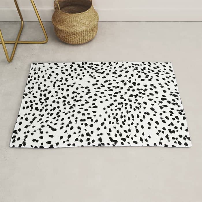 Nadia - Black And White, Animal Print, Dalmatian Spot, Spots, Dots, Bw Rug