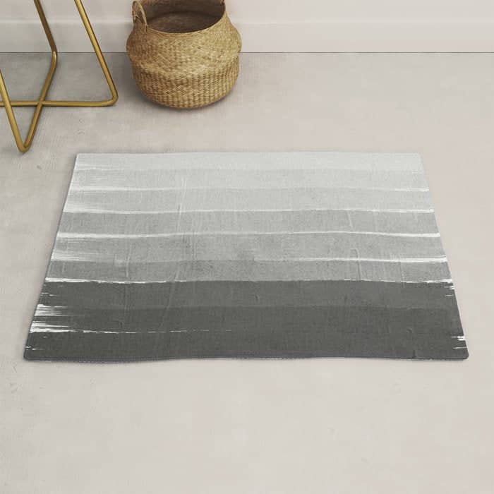 Brushstroke - Ombre Grey, Charcoal, Minimal, Monochrome, Black And White, Trendy,  Painterly Art  Rug