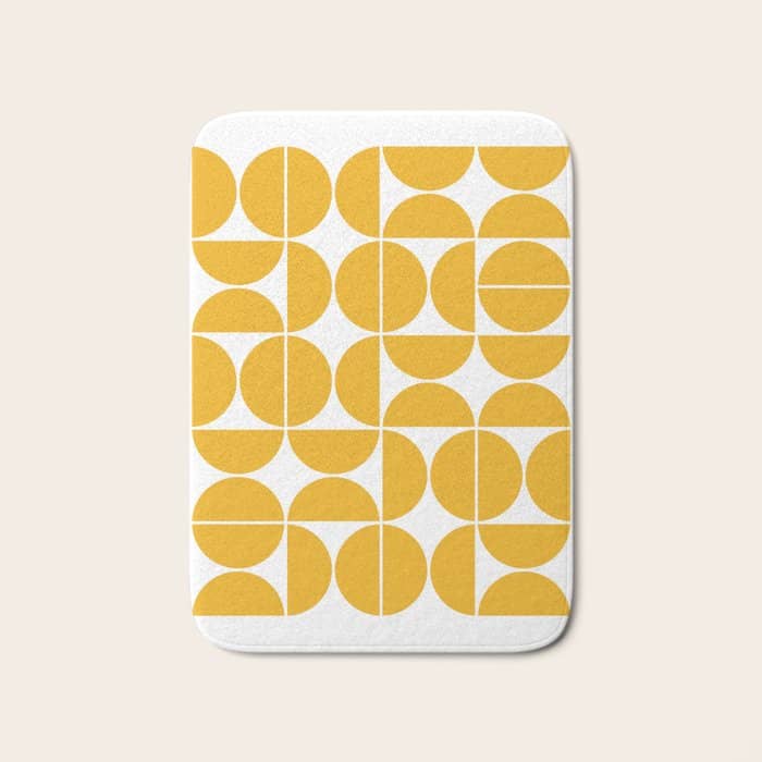 Mid Century Modern Geometric 04 Yellow Bath Mat