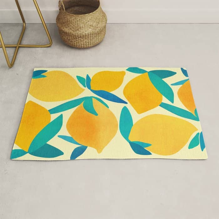 Mangoes - Tropical Fruit Illustration Rug