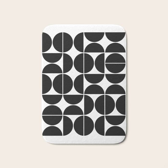 Mid Century Modern Geometric 04 Black Bath Mat