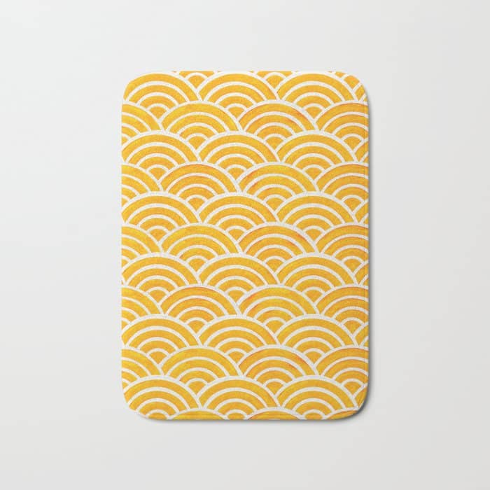 Japanese Seigaiha Wave Marigold Palette Bath Mat