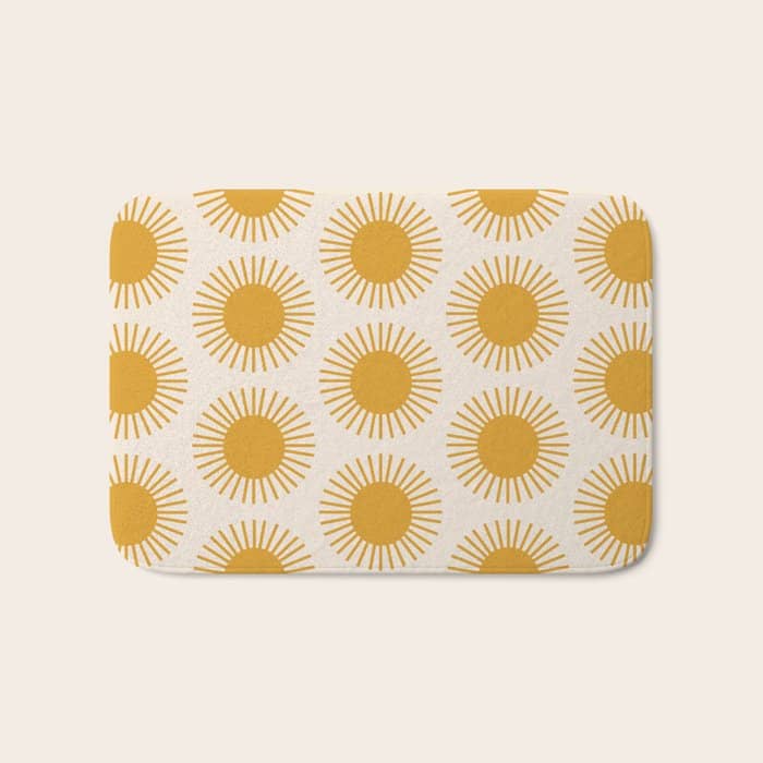 Boho Summer Sun Pattern I Golden Bath Mat