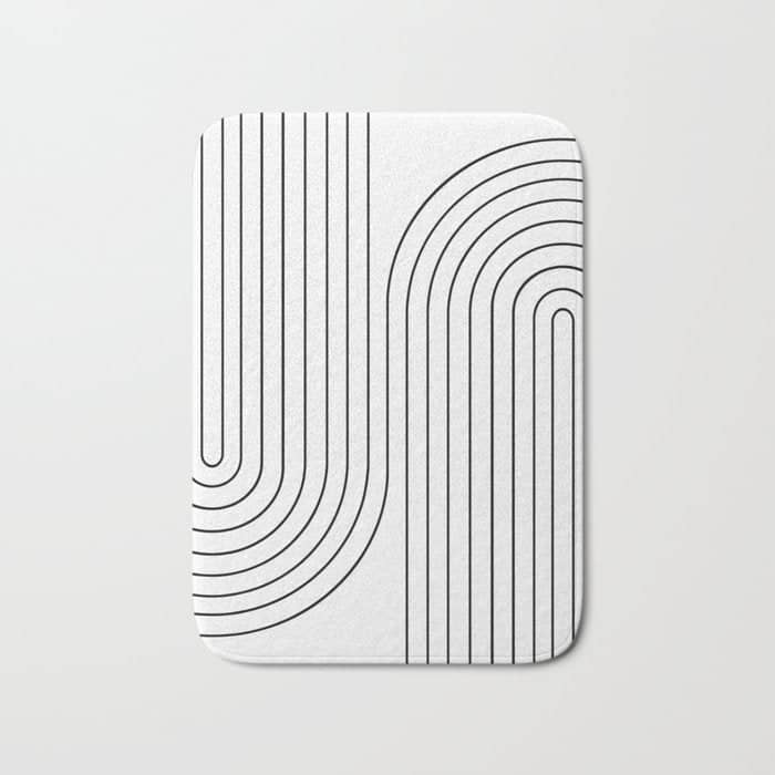 Minimal Line Curvature I Black And White Mid Century Modern Arch Abstract Bath Mat