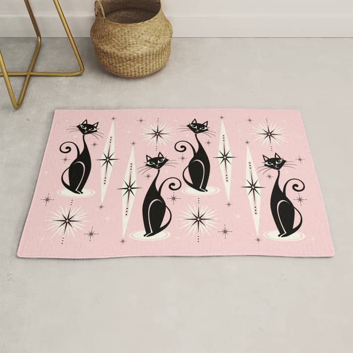 Mid Century Meow Retro Atomic Cats ©Studioxtine Rug